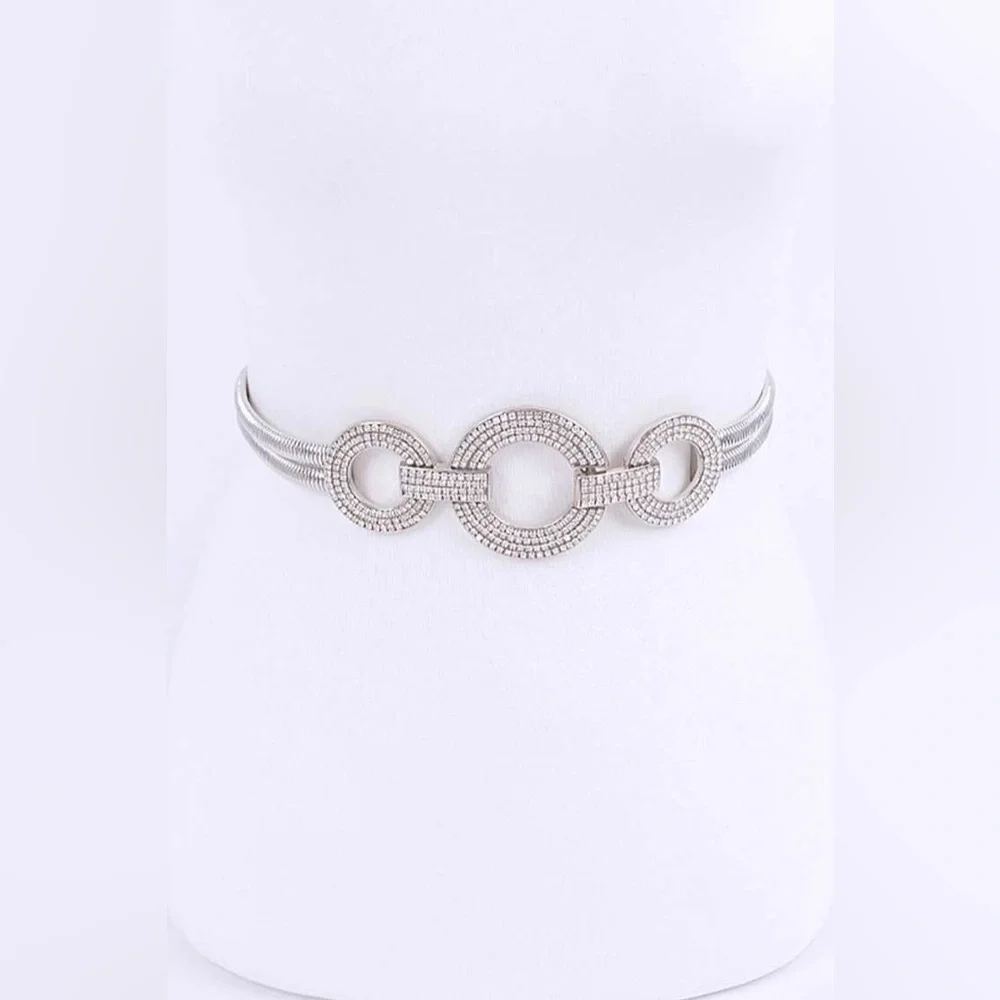 Gold Rhinestone Accented Stretch Statement Belt